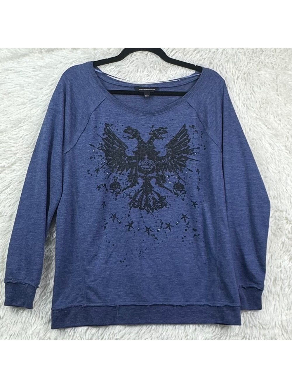 Rock & Republic Eagle Graphic Sweatshirt Blue L